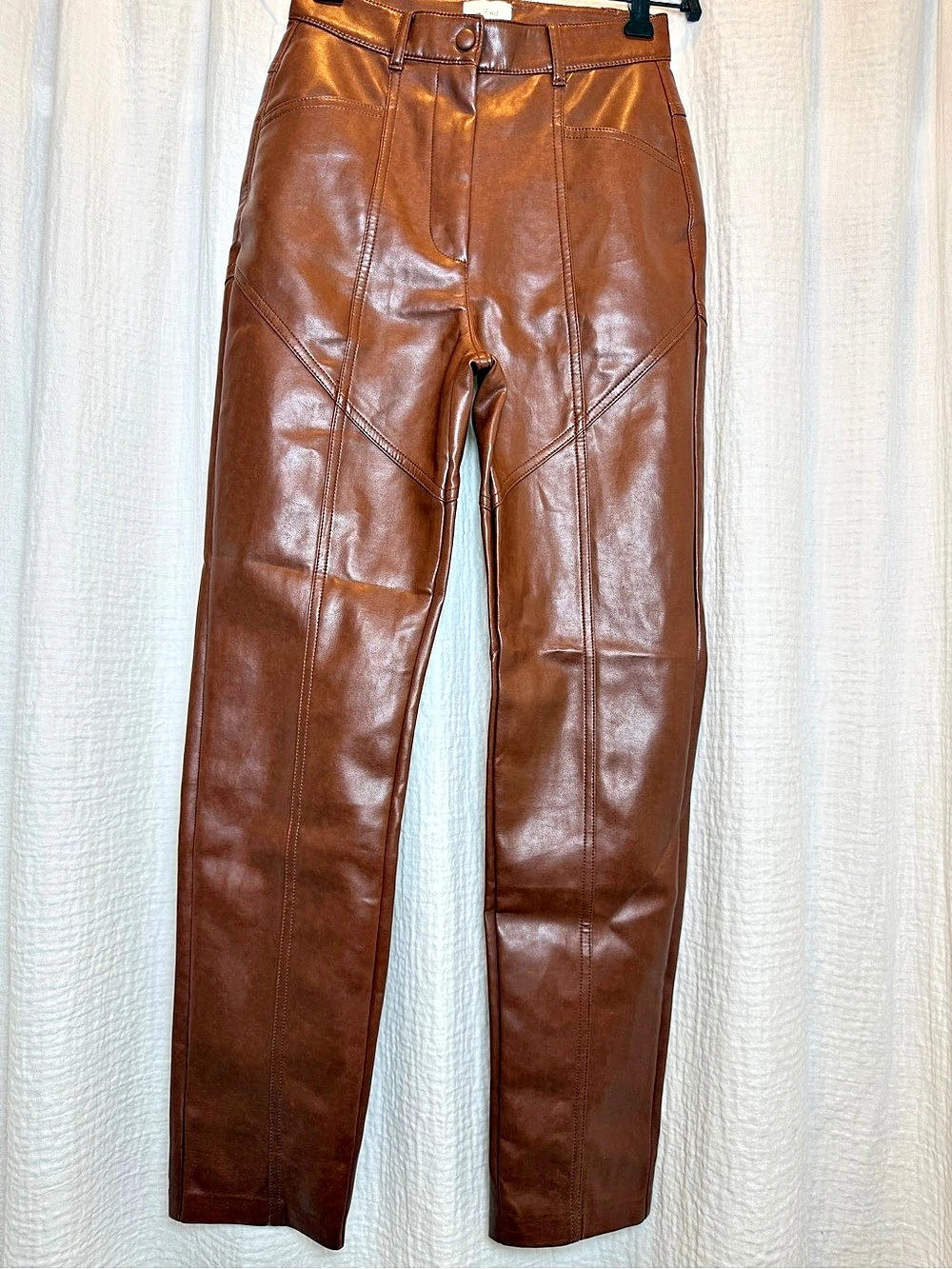Aritzia Wilfred Rebel Vegan Leather High Rise Pants Brown